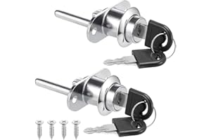 Litensh 2PCS Filing Drawer Lock with Keys, Cabinet Cam Piston Locks for Desk Cupboard Wardrobe Furniture File Plunger Door Lock Locke，Diameter 16mm, Length 60mm Silver