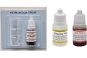 FILTRIACQUAITALIA Kit Analisi Durezza Acqua Titrant per Misurare Calcare con Test PH e Test Cloro