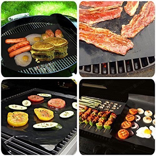 Grillmatte (3er Set) antihaft und wiederverwendbar zum Grillen und Backen | Backpapier Backmatte Dauerbackfolie Grillfolie aus Silikon mit Antihaftbeschichtung aus Teflon | je 40×33 cm, 0,3mm dick, leichter Zuschnitt und Spülmaschinenfest | LFGB und FDA Zulassung - 8