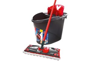 ‎VILEDA Vileda ULTRAMAX 2in1 Bodenwischer Komplett-Set | Mopp mit Mikrofaserbezug & Eimer mit Auswringfunktion | Hygienisches Bodenreinigungssystem für Parkett, Laminat & Fliesen