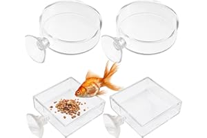 OHYER 4 Stück Transparent Aquarium Futterschale Arcyl Aquarium Garnelen Feeder Aquarium Fressnäpfe Garnelen Fütterung Futternapf Shrimp Feeder Dish mit Saugnapf für Aquarium Haus (Ø6.5cm)