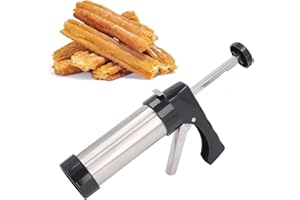 JECTSE Churros Press Gun, avec 3 Disques de Pochoir Churros Press, Kit de Presse de Churros en Acier Inoxydable Classique Réutilisable pour la Cuisson, pour les Churros Faits Maison
