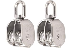 RISEGUN Set di 2 pulegge Doppie M25, Ruota del Set di pulegge Doppie, Rullo della puleggia in Acciaio Inossidabile, Set di pulegge rotanti per impieghi gravosi da 150 kg, per Cavi di Sollevamento