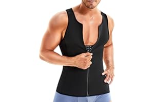 Gotoly T-Shirt Homme Maillots de Corps Gaine Ventre Plat Débardeur Compression Chemises Gainant Abdo Minceur Body Shaper Taille Trainer Gilet sous-vêtements avec éclair et Crochets