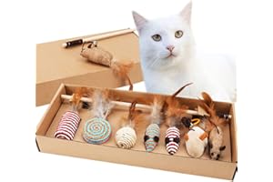 GREHGE Qanye 7 Pezzi Giocattoli per Gatti, Giocattoli Gatto Interattivo, Set di Giocattoli per Gatti, 7 Giocattoli Diversi, Usato per Stuzzicare e Interagire con I
