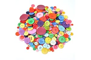 FEYIUBMEN Forse 500.. Bottoni colorati, bottoni in plastica per bambini - cuciture perfette e fatti in casa - tutti i pulsanti colorati per le dimensioni e il colore dei bambini, manufatti, disegni (300 grammi)