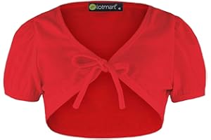 LOTMART Girls Top Cropped Shrug Tie Up Front Bolero
