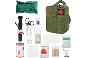 Mineup Kit de Primeros Auxilios Táctico, 46 Piezas Botiquín de Primeros Auxilios, Tactico First Aid Kit Militar, Bolsa de Emergencia para el Hogar, Coche, Camping al Aire Libre, Verde
