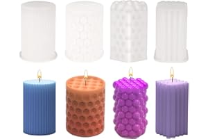 BUBUNY Kerzenform Silikon 4 Stück 3D Kerzenformen zum gießen Kerzen Formen Silikon für Handgefertigte Seife Duftkerzen Handwerk Ornamente, Kerzen Selber Machen Formen Set für Freunde, Familie