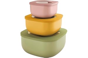 Guzzini - Kitchen Active Design, STORE&MORE BIO Zestaw 3 niskohermetycznych pojemników do lodówek/zamrażarek/mikrofalówek - Wielokolorowy, 19,5 x19,5 x h9,3 cm | 450/975/1900 cc - 17072552