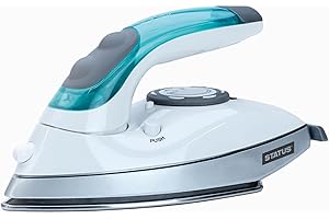 STATUS Travel Steam Iron, 1000W Dual Voltage Compact Clothes Iron for Hotel and Home Use, White Green (TUSCANIRON1PKB4)