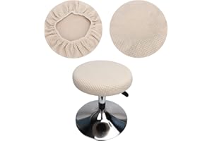 HuaLiSiJi Funda Taburete Redondo 1 Piezas Funda Redonda Taburete, Elástica Lavable Fácil de Limpiar Suave y Duradera, para Silla de Taburete 30-40cm (1 Piezas Blanco)