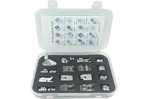 Youngine 16pcs Kit piedino per macchina da cucire professionale Piedino multifunzione Piedino di ricambio Accessori per attacco basso, Brother, Cantante, Janome, Viking, Toyota, Simplicity, Kenmore