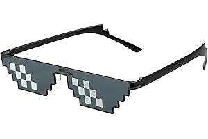 Komonee Thug Sunglasses Classic Black Retro Style 8 Bit Pixel Sun Shades Pixelated Meme Eye Glasses Unisex For Men Women Boys Girls Parties Funny Joke Photo Cool Life Party Props