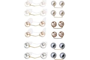 BIGCHEER Doppel Faux Perlen Brosche Set, 12 Stück Damen Cardigan Kragen Pullover Schal Clips, Eleganter Schmuck für Geschenke Frauen Mädchen, Gold Silber Beige