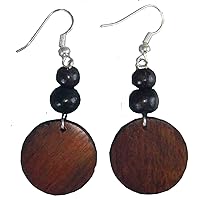 Boucles d'oreille KRVM8 Bois Brown Tribal Spiral main ronde Dangle s