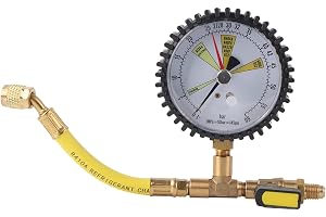 1/4 SAE Manometer, Luftkonditionering Kylning Tryckprovsmätare 80 Mm Manometer för R134a R22 R407C R410A R404A R507 R422D R32