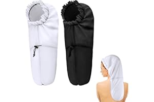 ABEILLO Lot de 2 grands bonnets de douche pour tresses, bonnet de douche extra long pour cheveux longs et dreadlocks pour femmes et hommes (noir, blanc)