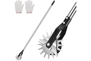 BlumWay 67 INCH Rad-Rotationskantenschneider, Rotationsschere, manueller Rasenkantenschneider für Gehwege, 23,6" bis 67" Länge, strapazierfähiger Edelstahlgriff mit scharfen Klingen/Handschuhen