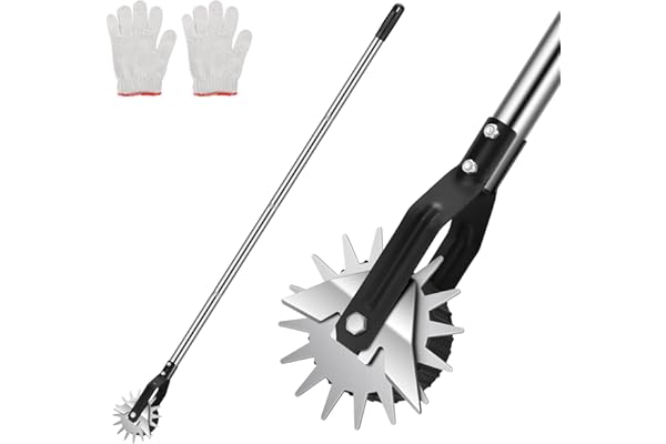 BlumWay 67" roterande kantskärare med hjul, roterande saxar, manuell trottoartrimmer, längd 23,6 till 67 tum, slitstarkt handtag i rostfritt stål med vassa blad/handskar