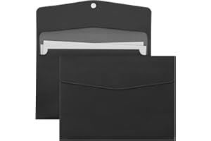 LOOKKA A4 Document File Folder, New Soft Leather A4 Pocket Envelope Folder Wallets,Waterproof Expanding File Organizer Portfolio Storage,File Organizer (Black)