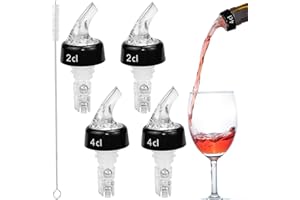 SLTAXAR 4 Stück Flaschenausgießer Spirituosen 2cl/4cl Dosierer für Flaschen, Ausgiesser für Spirituosen mit Bürste Portionierer Flasche bar Bottle pour Spouts Dosierer für Wein Schnaps Cocktails Öl
