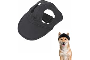 JAONLD Gorra Perro Sombreros de Protección Solar Ajustable con Orificios para Orejas,Proteccion Solar Gorras para Perros Cómodo y Transpirable Adecuado para Circunferencia de Cabeza de 29 a 35 cm(Negro,S)