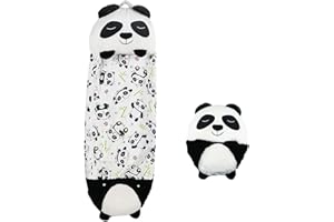 HRTS Sac de Couchage Pliable pour Enfants, Sac de Couchage 2 en 1 avec Oreiller et Motif Animal de Dessin animé,Sacs Couchage Pliable De Couchage en Peluche Super Doux