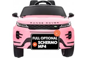 BabyCar Range Rover Evoque | Macchina per Bambini Elettrica Telecomandata 12V 2 Motori 35W | Auto Elettrica per Bambini 2 Posti | Sedile Pelle, Porte Apribili, USB | Licenza Ufficiale | Rosa, MP4