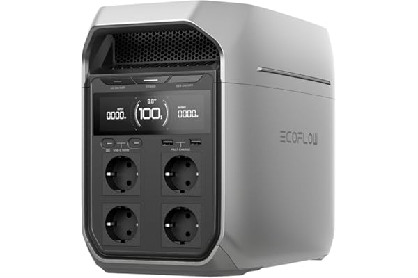 Station électrique portable EF EcoFlow DELTA 3 Plus,1024 Wh de capacité, batterie LiFePO4, charge complète en 56 min, 1800W de puissance de sortie, pour camping, RV, l'alimentation de secours