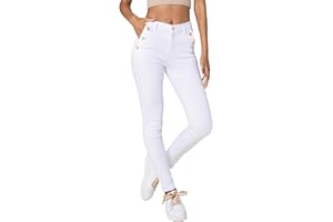 Nina Carter P217 Jean skinny pour femme - Taille haute - Look usé - Jean stretch