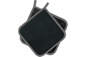 DELINDO LIFESTYLE Maniques Cuisine, Noires, 2 pièces, résistants à la Chaleur jusqu'à 250°C, Produit testé et certifié dans l'UE