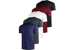 E-LIINJOYE Pack of 5 Men's Sports T-Shirts, Quick-Drying, Breathable, Men's Summer Functional Shirt, Training Shirt, Fitness Running Shirt, Crew Neck, Short Sleeve T-Shirt, Men's Set