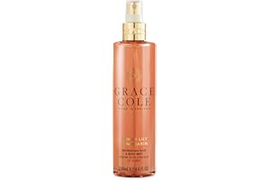 Grace Cole Women's Body Spray - Ginger Lily & Mandarin Fragrance Hair & Body Mist 250ml - Refreshing, Moisturising Spray With Essential Oils - Vegan - Made In England - Recyclable Bottle