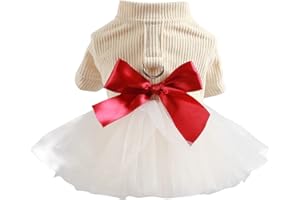 Amaone Hunde-Cheerleader-Outfit Haustier-Hundekleid aus Baumwolle, Frühling und Sommer, Haustierkleidung, Frühling, niedlich, Heimtierbedarf, Baumwolle, Pfirsichkleid, Bogenrock Stolz (1-White, XL)
