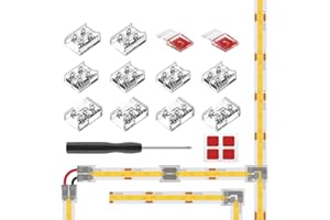 BTF-LIGHTING 10pcs 2pin 8mm Kit Connettore Trasparente Striscia a Striscia Connettore Striscia a Filo Connettore Forma di T Con Clip Fisse per FCOB Strisce LED Monocolore Connessione Senza Saldatura