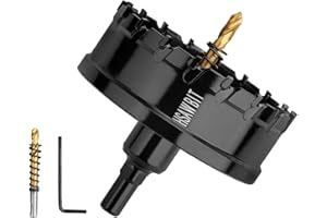 HSAWBIT 75mm Bohrer metall,TCT Hartmetall-Bohrer Schwarz für Löchern in Edelstahl,Eisen,Holz,Kunststoff