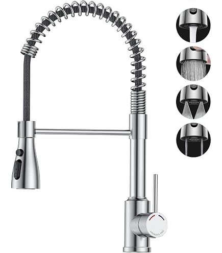 Wasserhahn Küche Ausziehbrause – 2 Strahlarten, 360° Schwenkbar, Spiralfeder, Schwarz