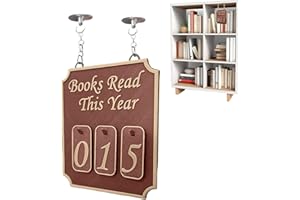 SUCRITUDE Sign Book Nook Decor, Hanging Bookshelf Counter Bookish deko Bücher Lesen Sie Dieses Jahr, Personalisierte Hanging -Bücherregal -Schild, Counter Bis 999 Ornament Für Leserbibliothek Studie Frauen