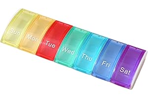 Lamkrtlp Porta Pillole Settimanale a 7 Scomparti, Porta Pastiglie, Pillole Organizzatore per Gli Anziani Viaggio Uso Domestico (Multicolore)