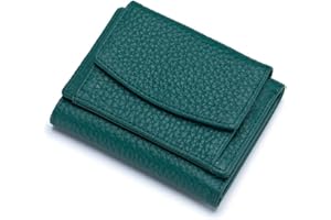 ZhaoCo kleine Geldbörse Damen mit Münzfach Echtleder Geldbeutel Damen Mini Portemonnaie mit RFID Schutz Kreditkartenetui für Frauen Mädchen - Dunkelgrün