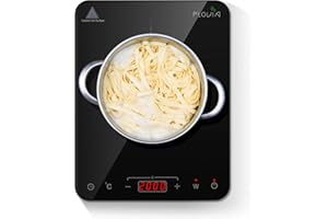 FLOVIA COOK BY NATURE Induktionskochfeld 2000W / 240 ℃ Induktionskochplatte, tragbare kompakte Einzelkochplatte Glaskeramikkochfeld mit Überhitzungsschutz, Kindersicherung, Touch Control, 180 Min. Timer, Schwarz 220V-240V
