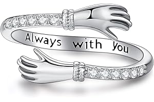 CHENGHONG Hug Ring 925 Sterling Silver Adjustable Hug Ring for Women Girls Mother……