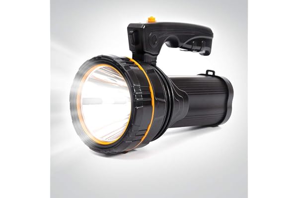 MAYTHANK Lampe Torche Led Ultra Puissante USB C Rechargeable Grande 4 batterie 10000mah, Lampe de Poche Longue Portée 800M Lumens élevés, Grosse Piles Portable avec bretelle, pour la maison/plein air