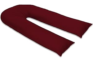 sleepdove 9Ft Large U Pillow Body/Bolster Support Maternity Pregnancy Support Pillow with Free Removable Cotton Blend Breathable Zip Cover - Made in UK (Burgundy)