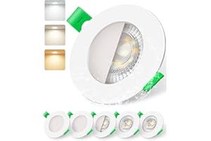 ALUSSO LED Downlights Dimmable 6W, 540lm Ultra Slim Spotlights 68-75mm, IP44 Recessed Lights Warm White 3000K Natural White 4000K Cool White 6500K for Bathroom Kitchen, White