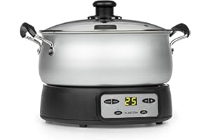 Klarstein Jam Session - confiturier et cuiseur de gelées, 1000 watts, 2 programmes automatiques, 3 litres de capacité, Durée de cuisson réglable, cuve est lavable en machine - argent