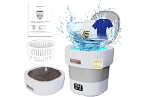 SULIAO Lavatrice Portatile,15L 2 in 1 2kg Lavatrice Portatile con Centrifuga, Lavatrice Piccola Adatto per Campeggio, Viaggi, Bucato, Biancheria Intima, Calzini, Piccoli Oggetti, Hotel, Dormitorio, RV