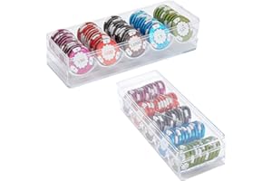 FINGERINSPIRE 2 Stück Durchsichtige Poker Chip Tabletts Aus Kunststoff Casino Poker Chip Tablett Rack Poker Chip Halter Poker Chip Hüllen Mit Abdeckung Für Chip In Standardgröße Jeder Fasst 100 Chips