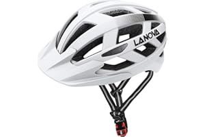 LANOVAGEAR Cycle Helmet, Lightweight Bicycle Helmet with Safety LED Light Adjustable Mountain Road Bike Helmets for Adults, 23 Vents with Detachable Visor for Mens Womens